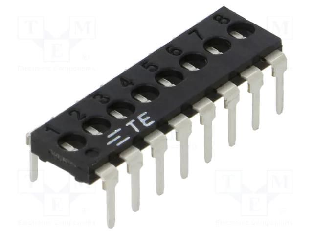 Switch: DIP-SWITCH; Poles number: 8; OFF-ON; Pos: 2; THT; tube TE Connectivity 1825190-7