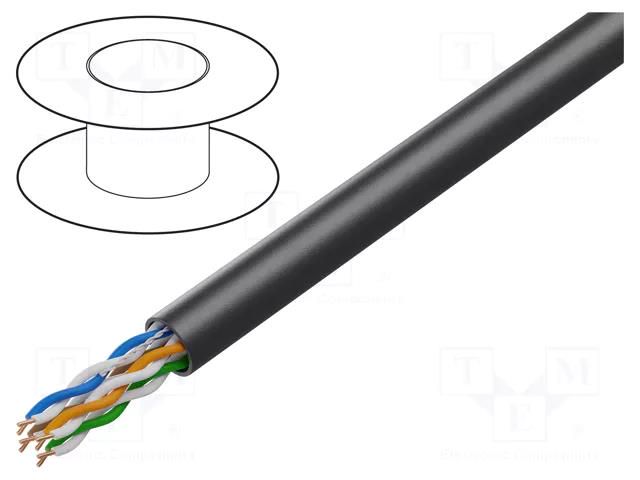 Wire; U/UTP; 4x2x24AWG; 5e; outdoor; wire; Cu; PE; black; 305m LANBERG LCU5-21CU-0305.BK