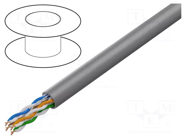 Wire; U/UTP; 4x2x24AWG; 5e; wire; CCA; PVC; grey; 305m; Øcable: 5mm LANBERG LCU5-15CC-0305-S