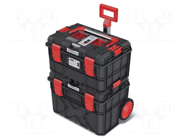 Chest; tool case; with wheels; black; polymer; X BLOCK; IP55; 2pcs. KISTENBERG KXBAS604075
