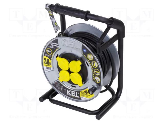 Extension lead; 3x1.5mm2; reel,with non-rotating sockets; black KEL W-99528