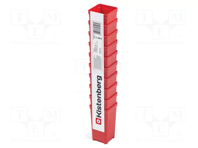 Container: cuvette; red; high; 50x50x97mm; 10pcs; TAGER BOX KISTENBERG KTBL55-3020