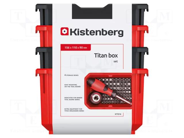 Container: cuvette; black,red; 156x110x90mm; 4pcs; TITAN KISTENBERG KTIS16