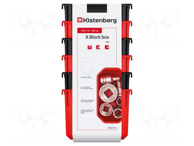 Container: cuvette; black,red; 140x75x105mm; 6pcs; X BLOCK KISTENBERG KXBS148