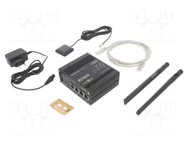 Router; Number of ports: 4; 9÷50VDC; Kit: power supply; RJ45; RUTM TELTONIKA RUTM09