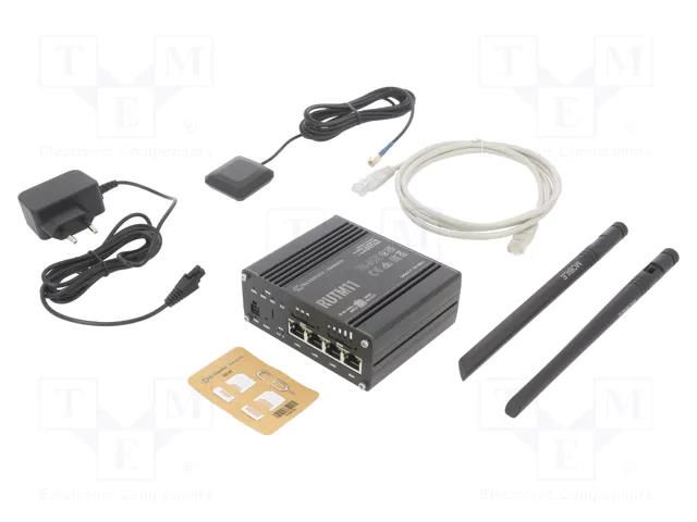 Router; Number of ports: 4; 9÷50VDC; Kit: power supply; RJ45; RUTM TELTONIKA RUTM11