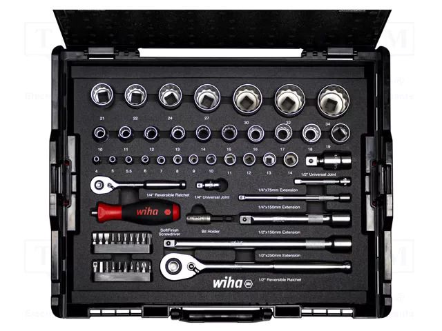 Wrench-set; 6-angles,socket spanner; 1/2",1/4"; 60pcs. WIHA WIHA.44685