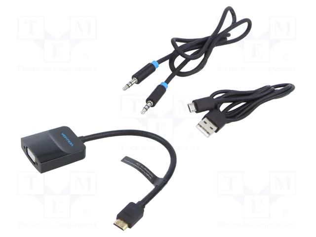 Converter; 0.15m; black; Support: Full HD 1080p; black; ABS VENTION AGABB