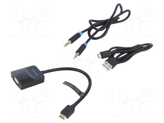 Converter; Full HD 1080p; 0.15m; black; ABS; black VENTION AGABB