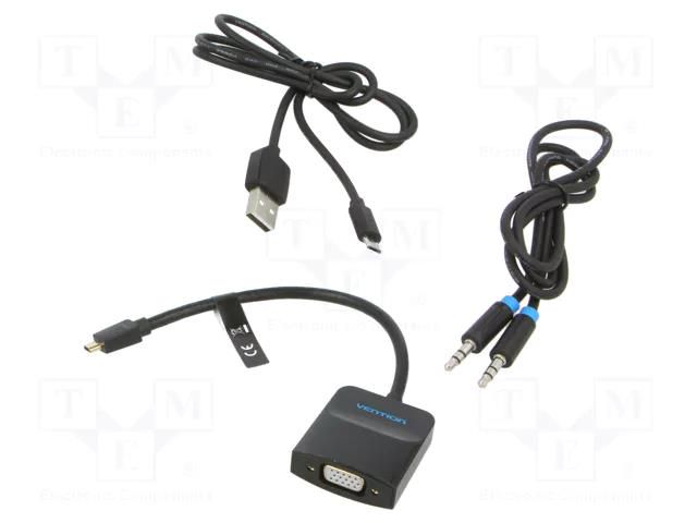 Converter; 0.15m; black; Support: 1080p; black; ABS VENTION AGBBB