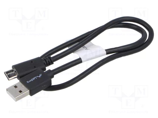 Cable; USB 2.0; USB A plug,USB C plug; nickel plated; 0.5m; black LANBERG CA-USBO15CU-0005BK