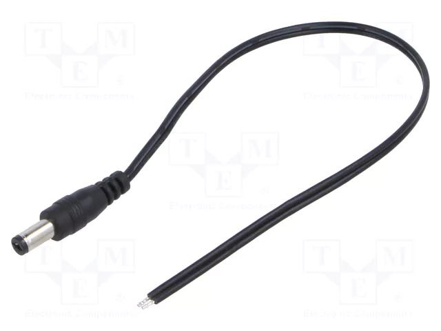 Cable; 2x0.5mm2; DC 5,5/2,1 plug; straight; black-grey,black POS POSDC-T-P21S-0.25