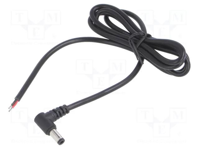 Cable; 2x0.5mm2; DC 5,5/2,1 plug; angled; black; 1m; -20÷80°C POS POSDC-Y-P21L-1.0