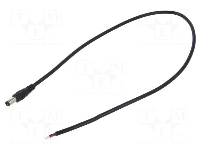 Cable; 2x0.5mm2; DC 5,5/2,1 plug; straight; black; 0.5m; -20÷80°C POS POSDC-Y-P21S-0.5