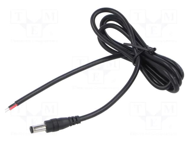 Cable; 2x0.5mm2; DC 5,5/2,1 plug; straight; black; 1m; -20÷80°C POS POSDC-Y-P21S-1.0
