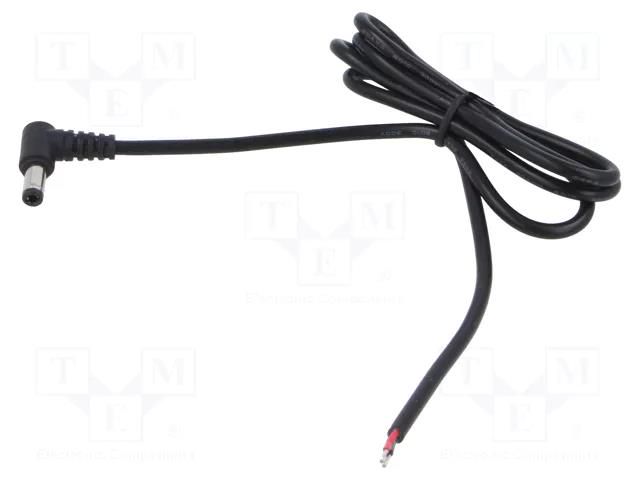 Cable; 2x0.5mm2; DC 5,5/2,5 plug; angled; black; 1m; -20÷80°C POS POSDC-Y-P25L-1.0