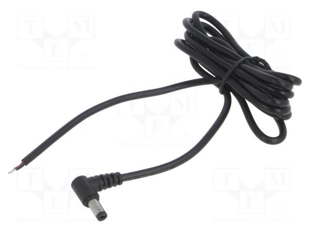 Cable; 2x0.5mm2; DC 5,5/2,5 plug; angled; black; 1.5m; -20÷80°C POS POSDC-Y-P25L-1.5