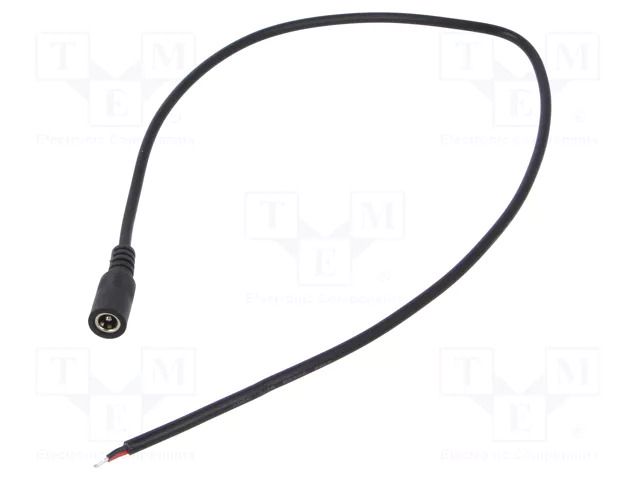 Cable; 2x0.5mm2; wires,DC 5,5/2,1 socket; straight; black; 0.5m POS POSDC-Y-S21-0.5