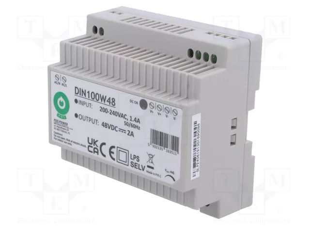 Power supply: switching; for DIN rail; 96W; 48VDC; 2A; 180÷264VAC POS POS-DIN100W48