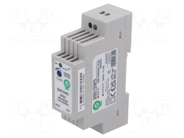Power supply: switching; for DIN rail; 10W; 5VDC; 2A; 180÷264VAC POS POS-DIN15W5