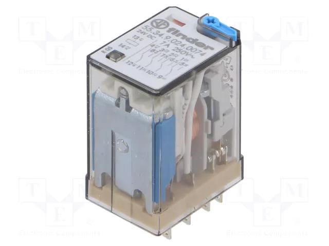 Relay: electromagnetic; 4PDT; 24VDC; Icontacts max: 7A; 7A/250VAC FINDER 55.34.9.024.0074