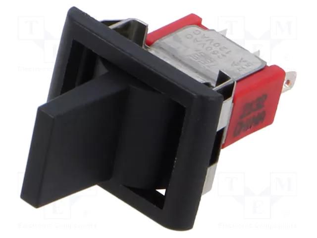 ROCKER; SP3T; Pos: 3; (ON)-OFF-(ON); 2A/250VAC; 5A/28VDC; black TE Connectivity 6-1571986-4