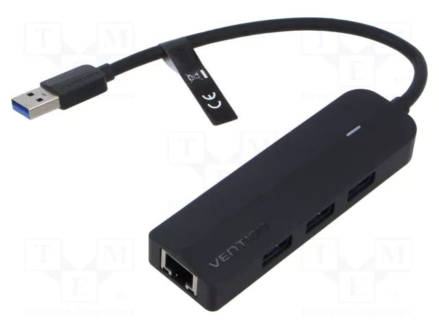 Hub USB; USB 2.0,USB 3.0; LED status indicator; black; 0.15m; ABS VENTION CHNBB