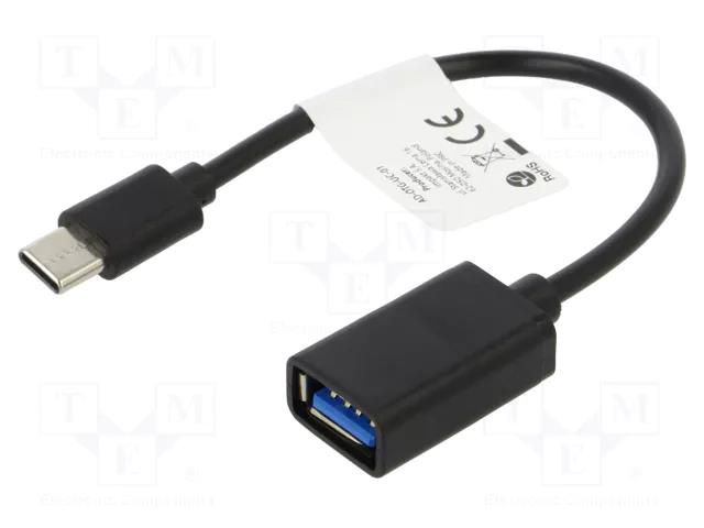 Adapter; OTG,USB 2.0; USB A socket,USB C plug; nickel plated LANBERG AD-OTG-UC-01
