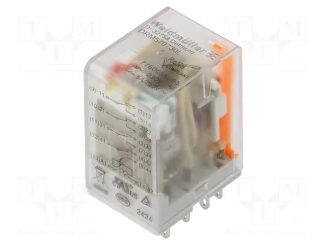 Relay: electromagnetic; 4PDT; Ucoil: 230VAC; Icontacts max: 5A WEIDMÜLLER DRM570730L