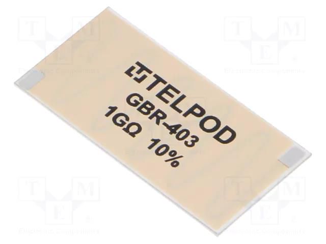 Resistor: thick film; THT; 1GΩ; 2W; ±10%; Pitch: 19.05x38.1mm TELPOD GBR-403-1G-10%