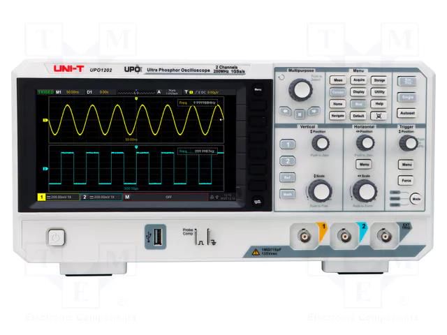 Oscilloscope: digital; Ch: 2; 200MHz; 1Gsps; 56Mpts; LCD TFT 8" UNI-T UPO1202