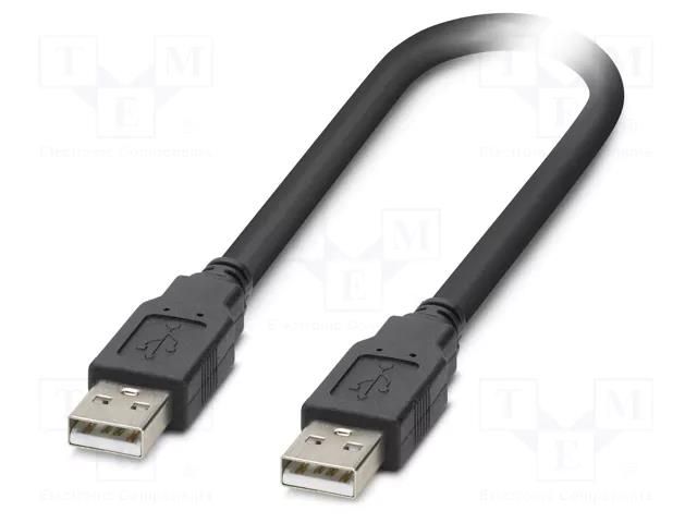 Cable; USB 2.0; USB A plug,both sides; 2m; black; Core: Cu; 480Mbps PHOENIX CONTACT 1333139