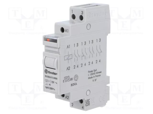Relay: installation; bistable,impulse; NO x2; Ucoil: 12VAC; 20.28 FINDER 20.28.8.012.0000
