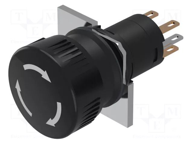 Switch: push-button; 16mm; Stabl.pos: 2; NC + NO; black; none; IP65 EAO 51-253.0220