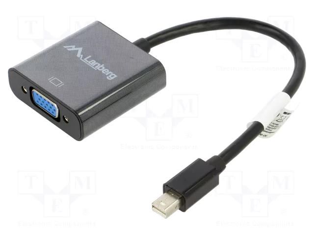 Adapter; DisplayPort mini plug,VGA female; 0.2m; black; ABS LANBERG AD-0006-BK