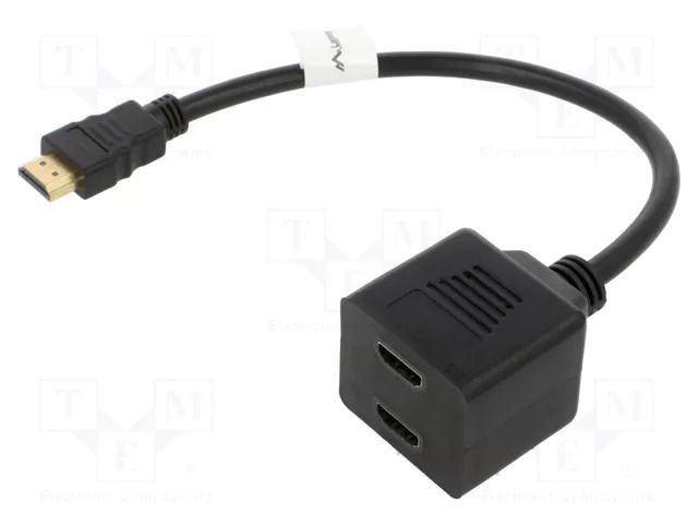 Splitter; HDMI socket x2; HDMI 1.4; Full HD 1080p; 0.2m; black LANBERG AD-0019-BK