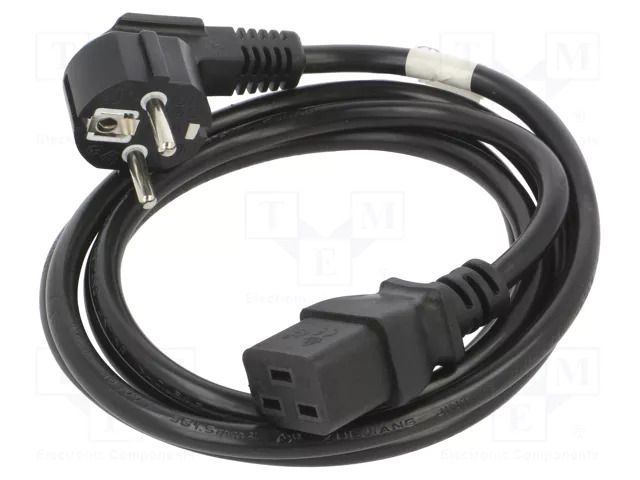 Cable; CEE 7/7 (E/F) plug,IEC C19 female; PVC; Len: 1.8m; black LANBERG CA-C19C10CC-0018BK