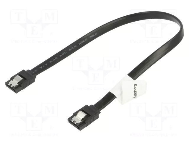 Cable: SATA; SATA plug,both sides; 0.3m; with metal latches LANBERG CA-SASA14CU-0030BK
