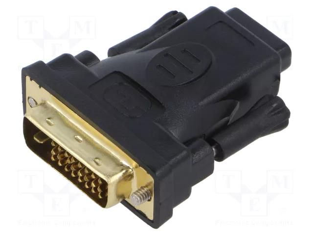 Adapter; DVI-D (24+1) plug,HDMI socket; HDMI 1.4; black; ABS LANBERG AD-0010-BK