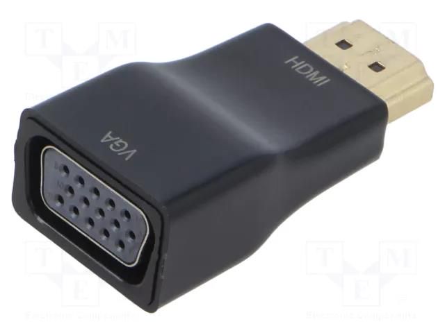 Adapter; HDMI plug,VGA female; Support: Full HD 1080p; black; ABS LANBERG AD-0016-BK