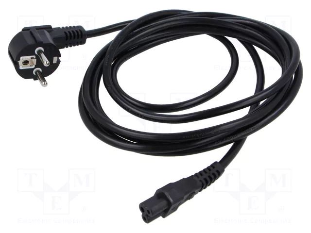 Cable; CEE 7/7 (E/F) plug angled,IEC C5 female; PVC; Len: 3m LANBERG CA-C5CA11CC-003BK