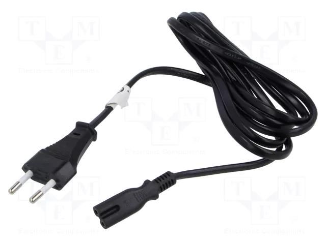 Cable; CEE 7/16 (C) plug,IEC C7 female; PVC; Len: 1.8m; black LANBERG CA-C7CA11CC-0018BK