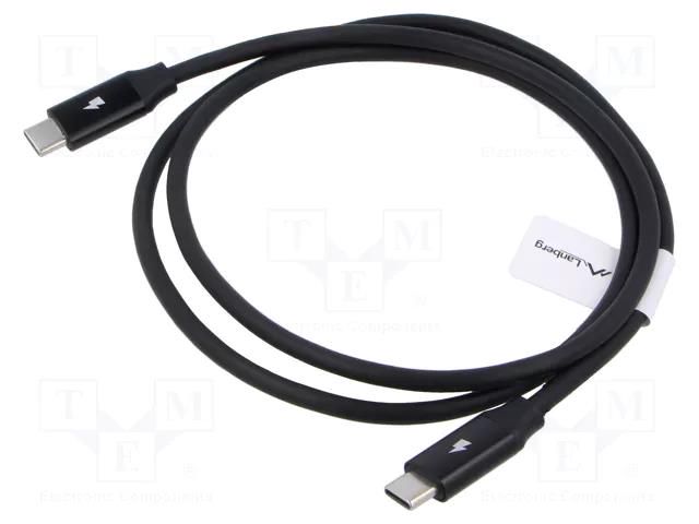 Cable; USB 2.0; USB C plug,both sides; gold-plated; 1m; black LANBERG CA-CMCM40CU-0010BK