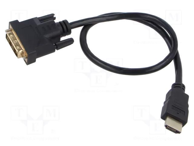 Cable; DVI-D (18+1) plug,HDMI plug; 0.5m; black; single link LANBERG CA-HDDV10CC-0005BK