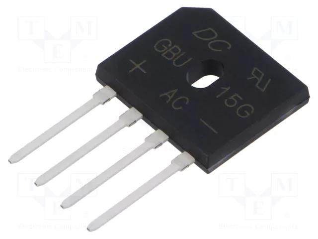 Bridge rectifier: single-phase; Urmax: 400V; If: 15A; Ifsm: 240A DC COMPONENTS GBU15G-DC