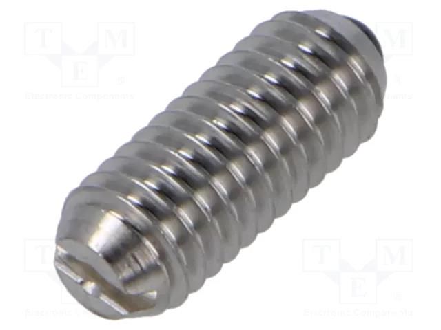 Ball latch; stainless steel; Thread: M5; 12mm; F1: 8N; F2: 14N ELESA+GANTER GN615.5-M5-KN