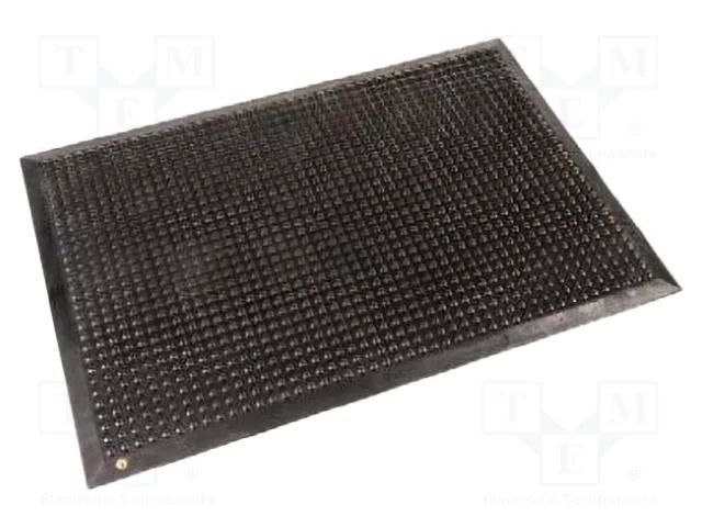 Mat: floor; anti fatigue; ESD; black; L: 0.96m; W: 0.66m; Thk: 14mm EUROSTAT GROUP ERS-329176001