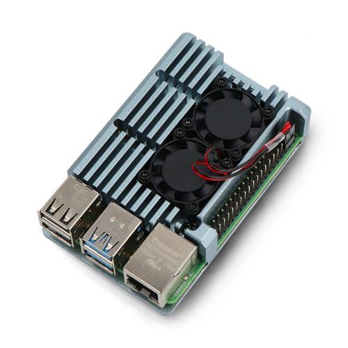 Case justPi for Raspberry Pi 4B - aluminum with two fans - gray DNG-16012 5903351242646