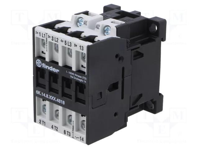 Contactor: 4-pole; NO x3 + NO; 24VAC; 18A; for DIN rail mounting FINDER 6K.14.8.024.4818