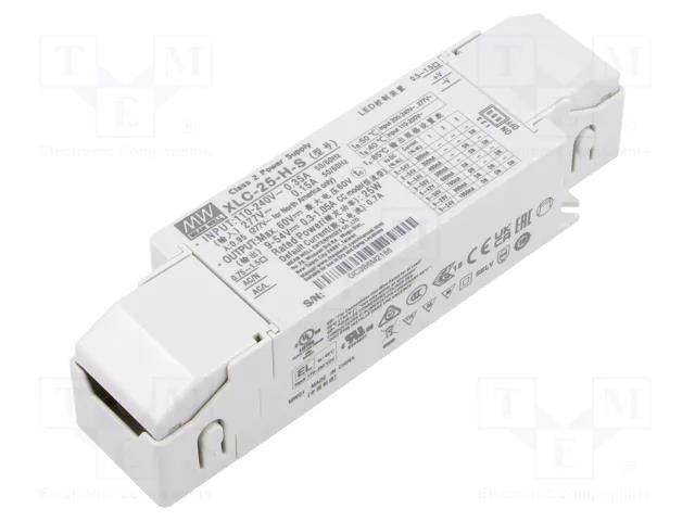 Power supply: switching; LED; 25W; 9÷54VDC; 300mA÷1.05A; XLC-25 MEAN WELL XLC-25-H-S